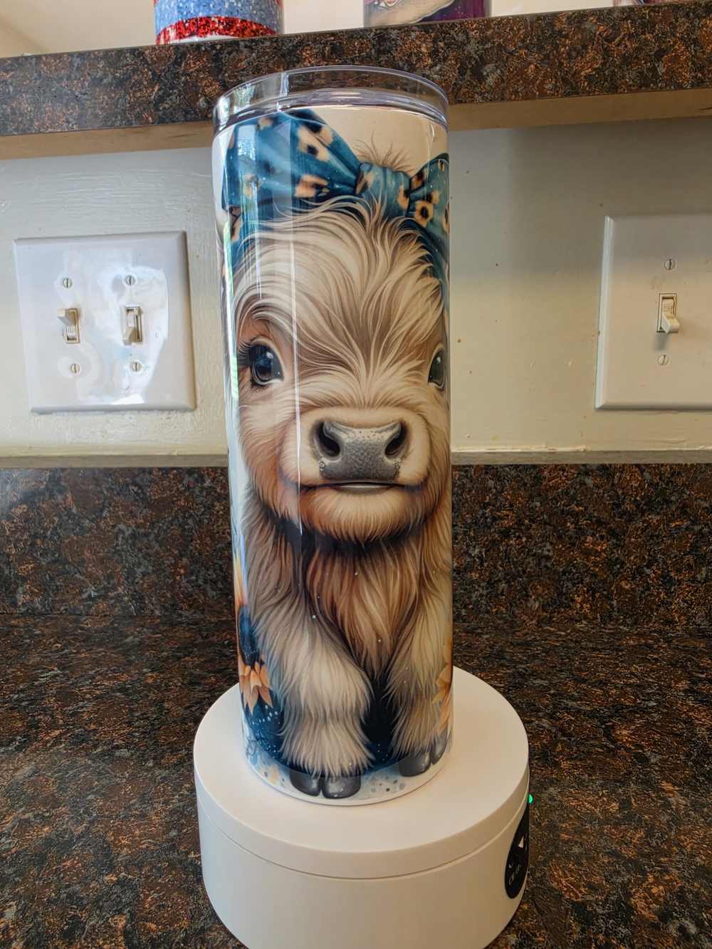Highland Cow Tumbler with Blue Bow